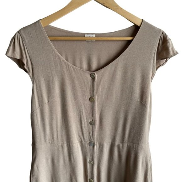 Wilfred Capulet Dress Size Large Olive Beige Buttons Danity - Picture 6 of 12